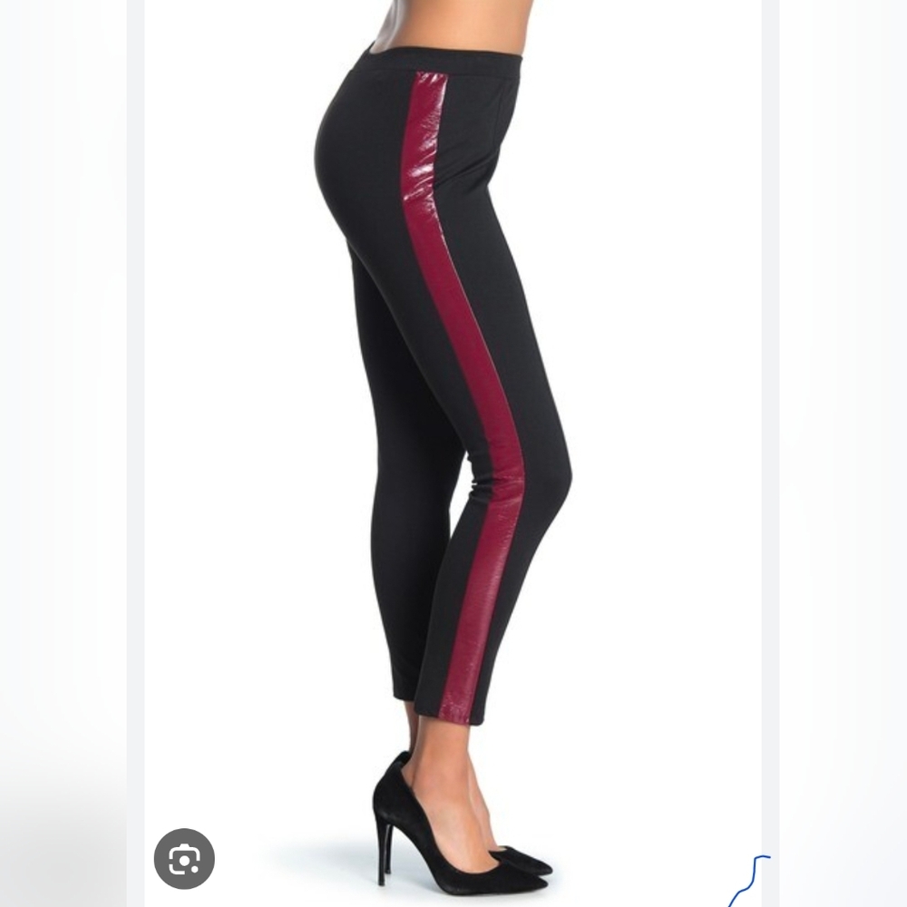 BCBGeneration Faux Leather Side Stripe Knit Legging Size M